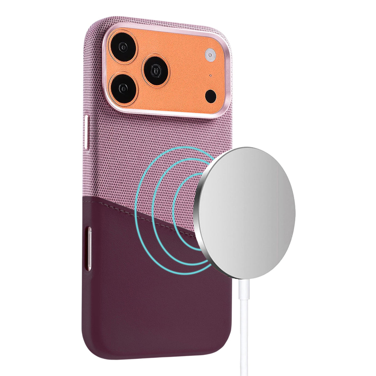iPhone 17 Pro Max/iPhone 18 Pro Max Skal Läder Korthållare MagSafe Lila