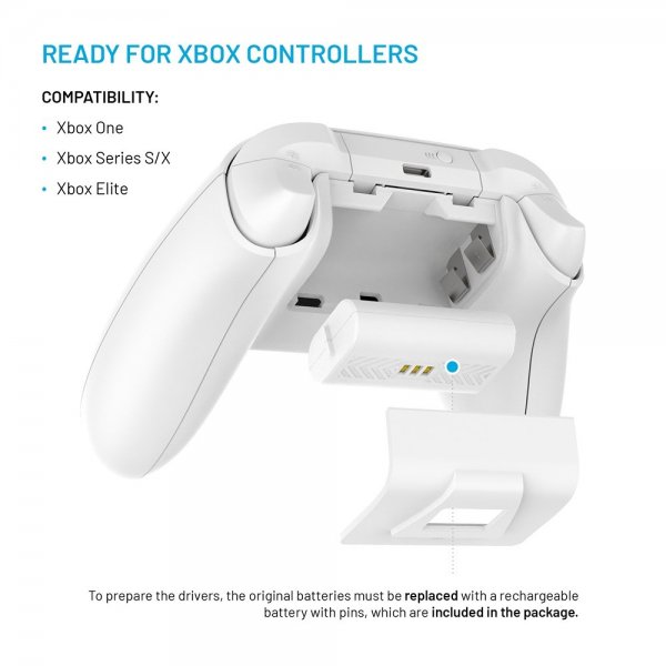Fixed Dubbel Laddningsdocka till Xbox Series S, X och One Kontroller Vit