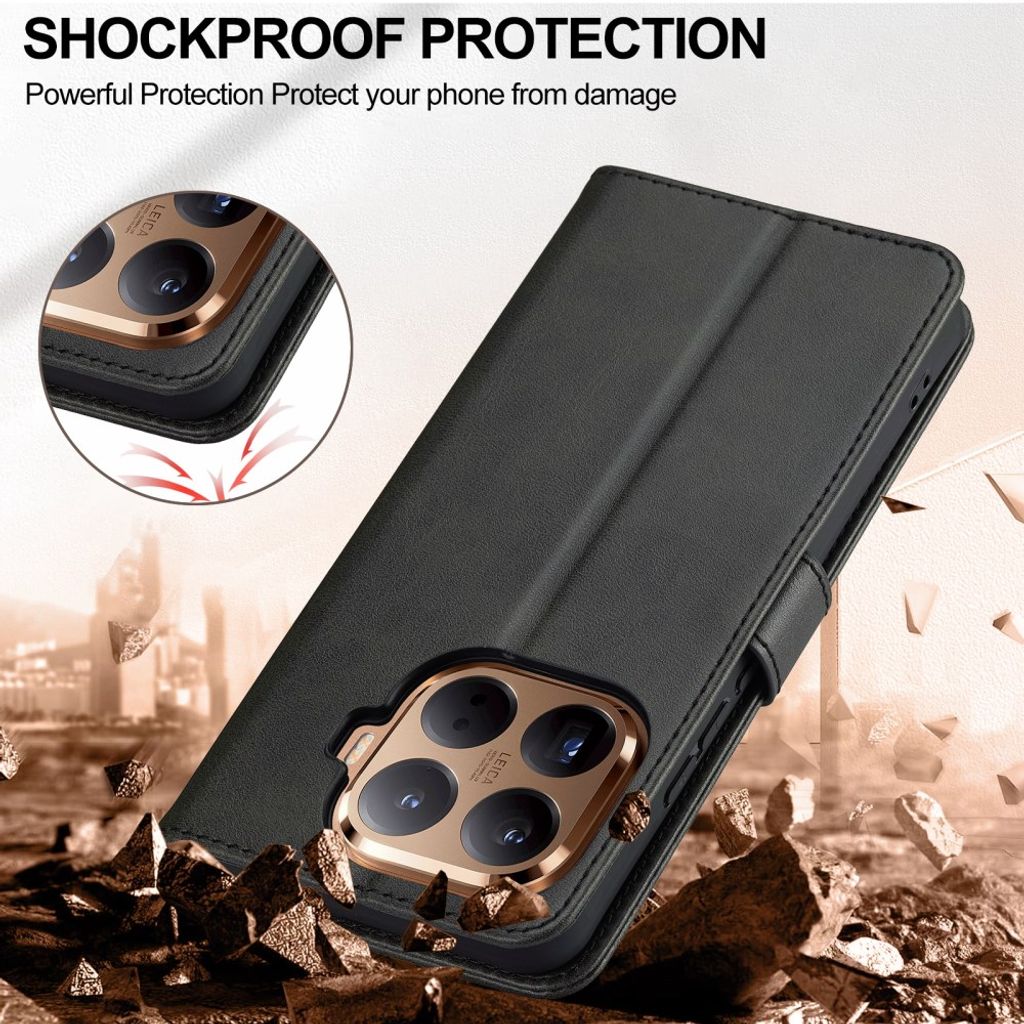 Lc.Imeeke Xiaomi 17T Pro Fodral med Kortfack Stativfunktion Svart