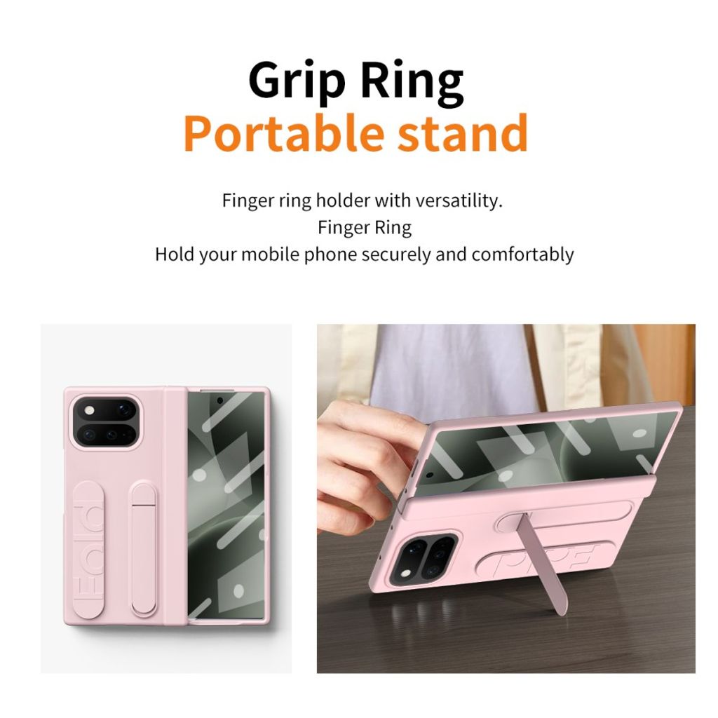 Google Pixel 11 Pro Fold Skal med Stativ & Handgrepp Rosa