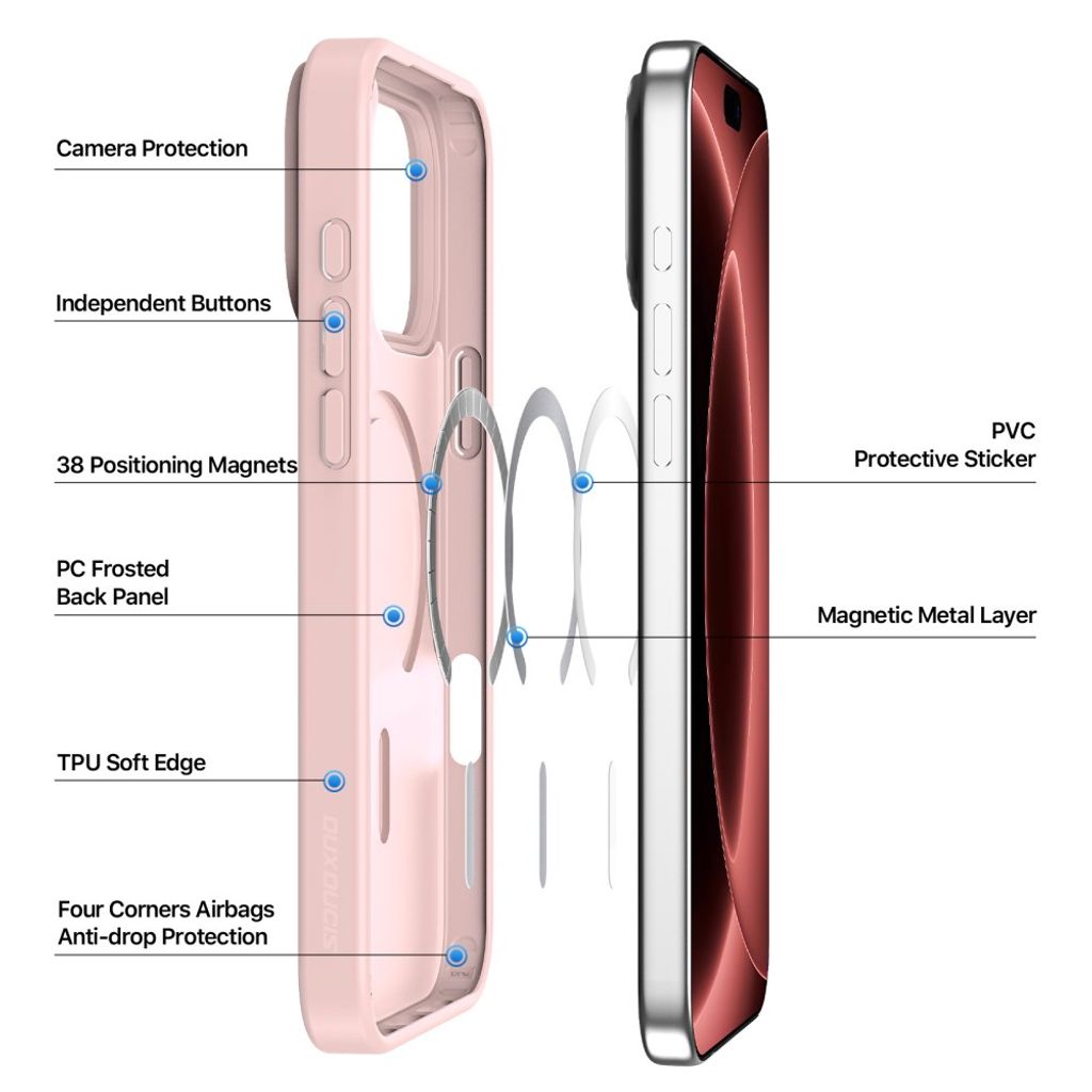 Dux Ducis iPhone 17 Pro/iPhone 18 Pro Skal Yind Series MagSafe Rosa