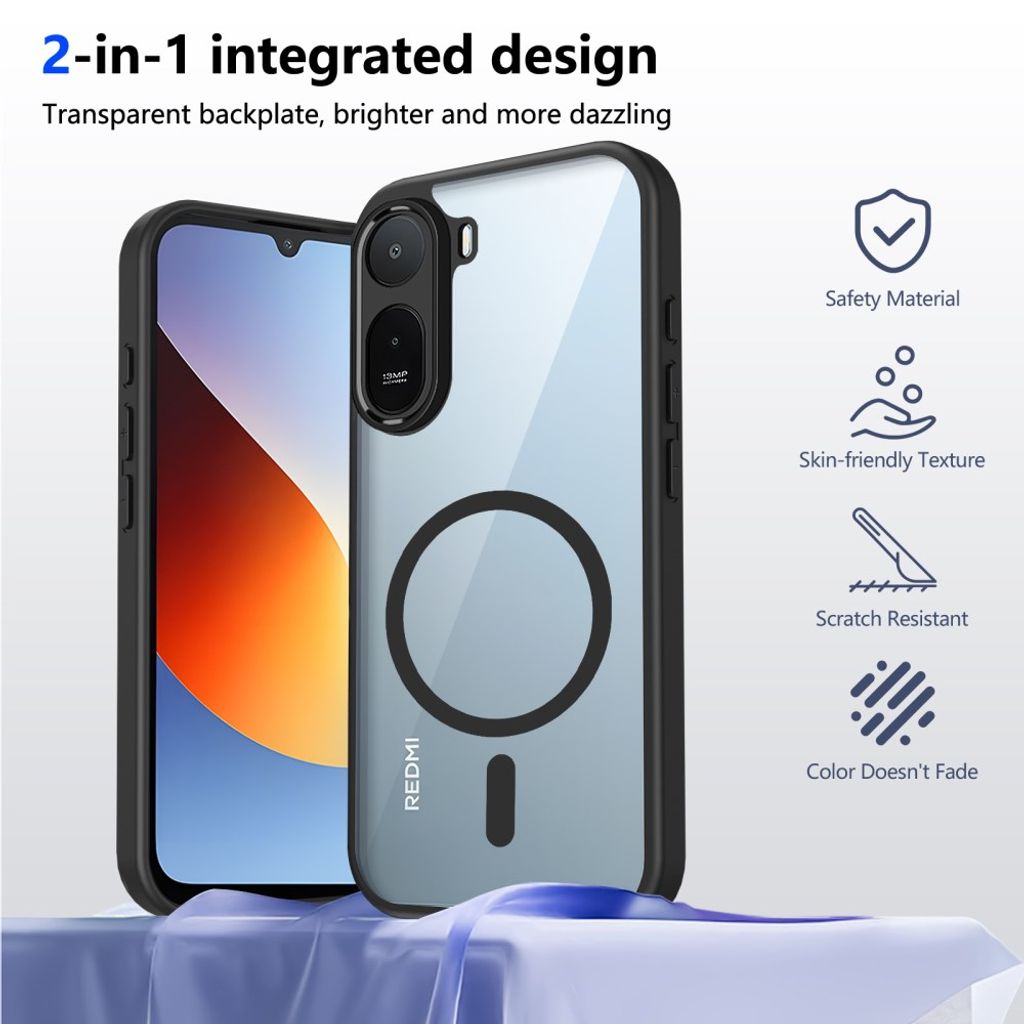 Xiaomi Redmi A7 Pro Skal Transparent Baksida MagSafe Svart