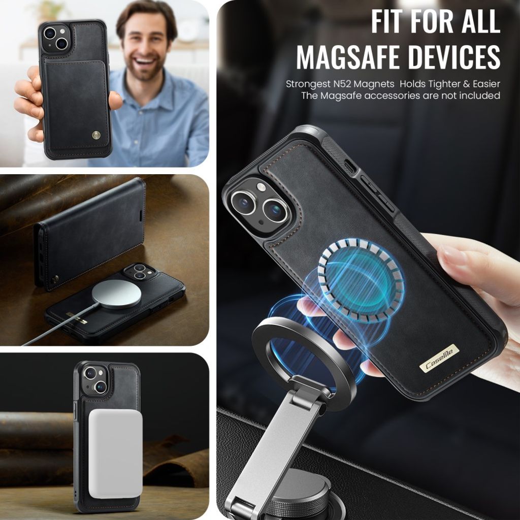 CaseMe iPhone 15 Fodral C49 Series Svart