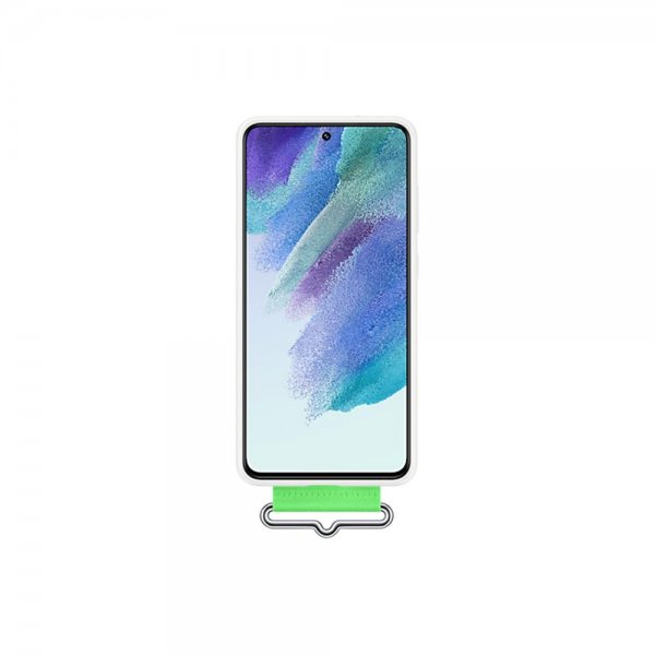 Samsung Original Galaxy S21 FE Skal Silicone Cover with Strap Vit