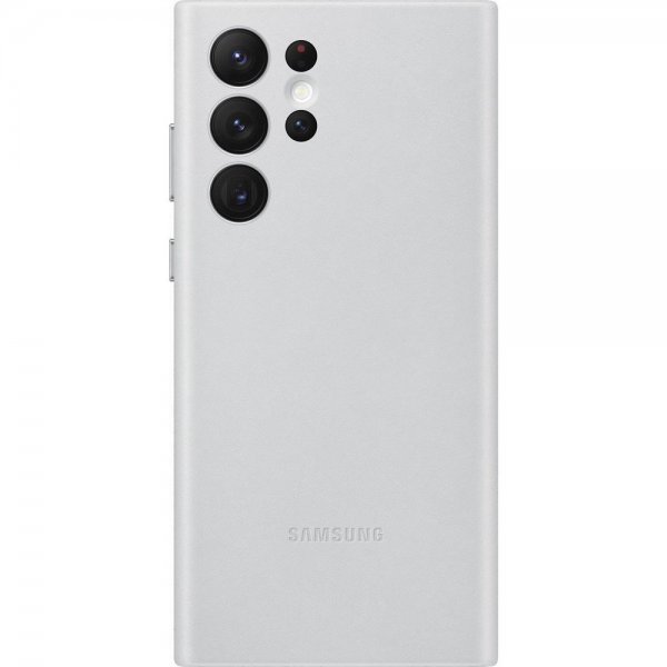 Samsung Original Galaxy S22 Ultra Skal Leather Cover Light Gray
