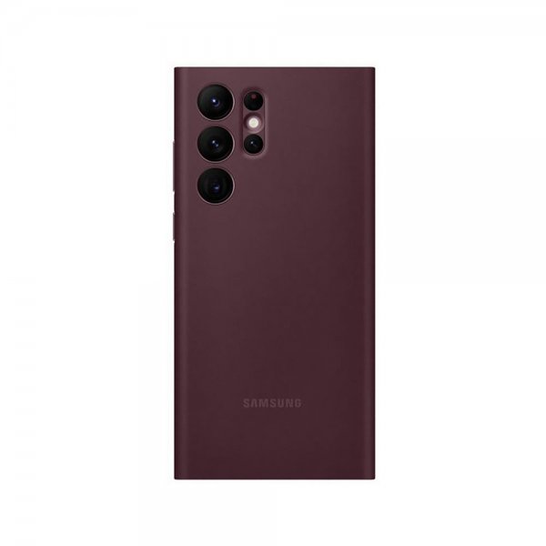 Samsung Original Galaxy S22 Ultra Fodral Smart Clear View Cover Burgundy