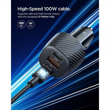 Spigen Essential Billaddare 113W 2xUSB-C 1xUSB-A Svart