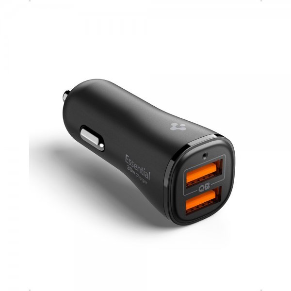 Spigen Essential Billaddare 30W 2xUSB-A Svart