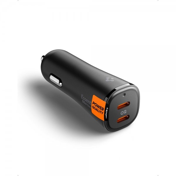Spigen Essential Billaddare 50W 2xUSB-C Svart