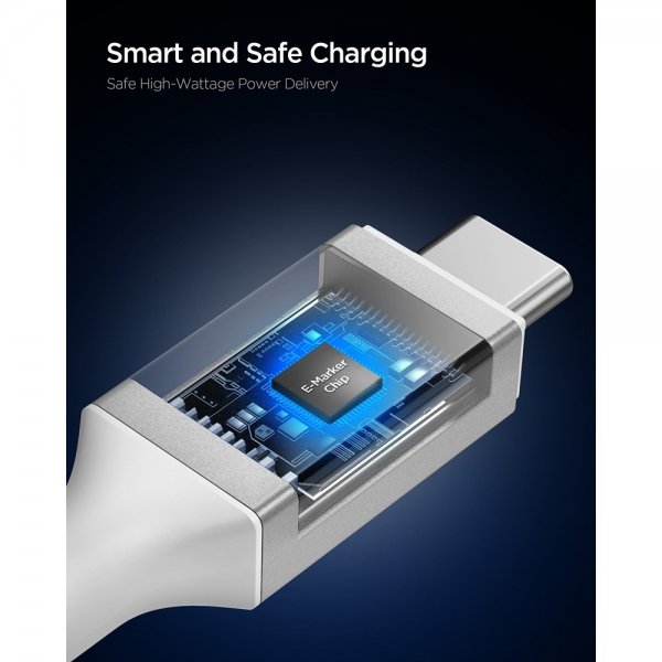 Spigen Essential Kabel Fabric USB-C/USB-C 100W 1.5m Vit