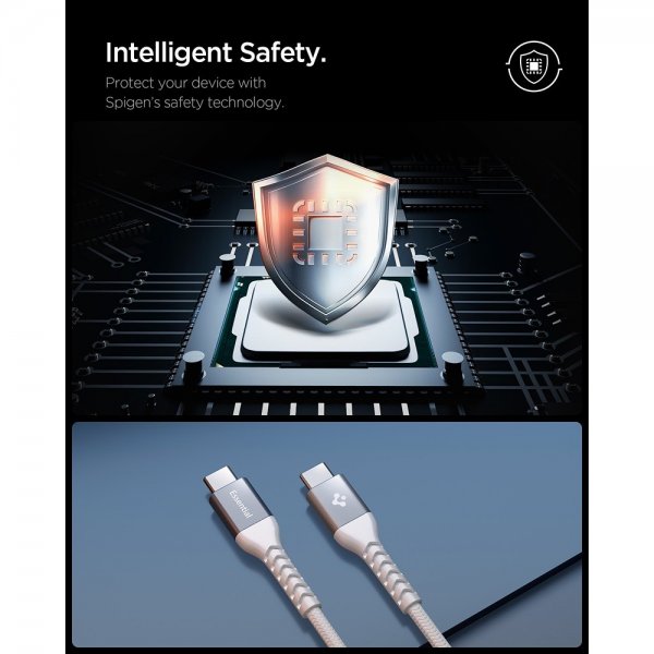 Spigen Essential Kabel Fabric USB-C/USB-C 100W 1m Vit