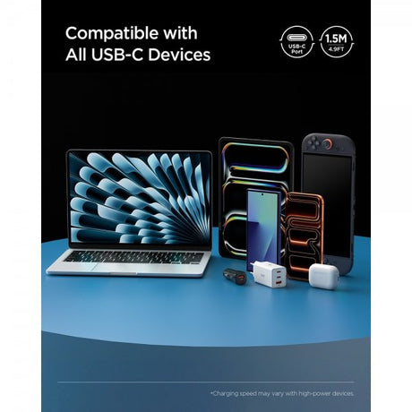 Spigen Essential Kabel Fabric USB-C/USB-C 240W 1.5m Vit