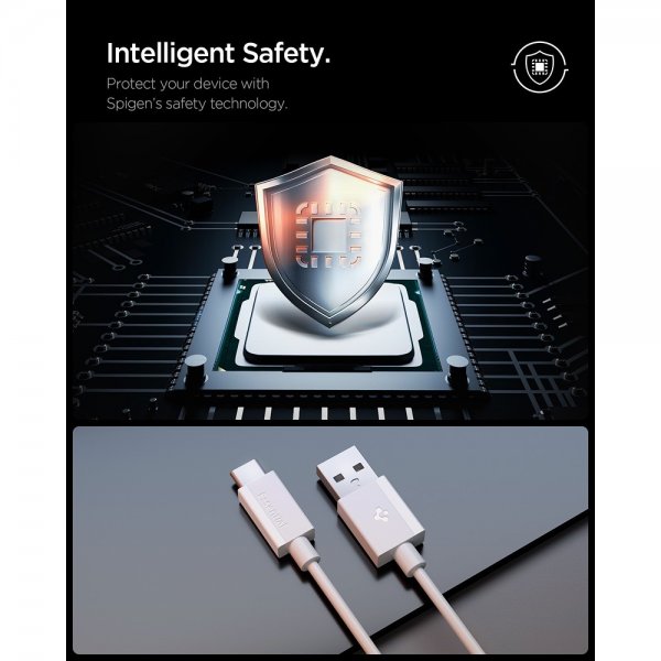 Spigen Essential Kabel USB-A till USB-C 60W 2m Vit