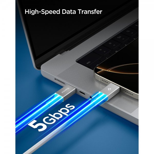 Spigen Essential Kabel USB-C till USB-C 100W 1m Vit