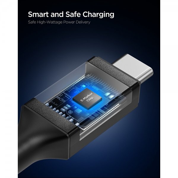 Spigen Essential Kabel USB-C till USB-C 240W 1.2m Svart