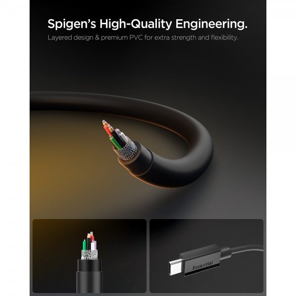 Spigen Essential Kabel USB-C till USB-C 60W 1m Svart