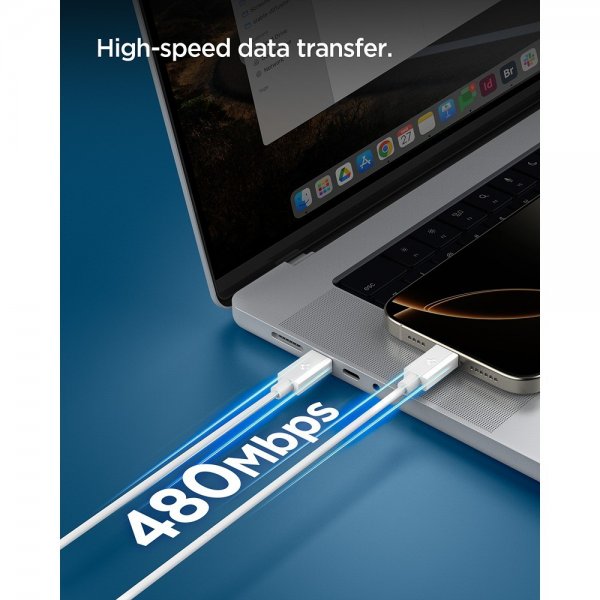 Spigen Essential Kabel USB-C till USB-C 60W 1m Vit