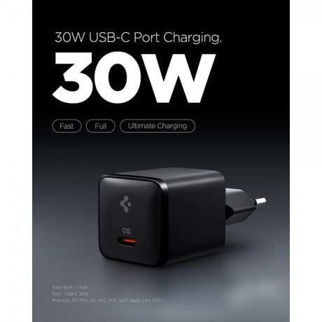 Spigen Essential Laddare 30W USB-C Svart