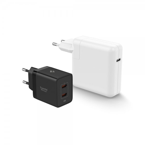 Spigen Essential Laddare 47W 2xUSB-C Svart