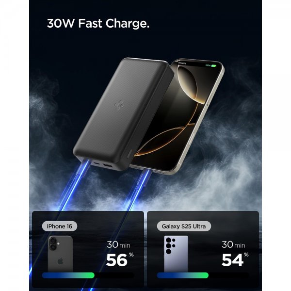 Spigen Essential Powerbank 30 000 mAh 30W Svart