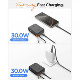 Spigen Essential Powerbank med inbyggd Kabel 10 000 mAh 30W Svart
