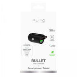 Puro Billaddare Bullet 30W USB-C/USB-A Svart