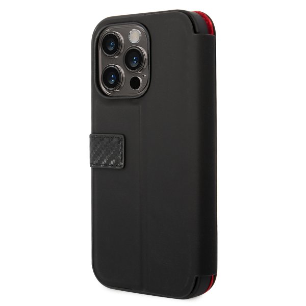 Ferrari iPhone 14 Pro Fodral Carbon Effect Metal Logo Svart