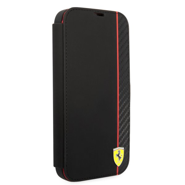 Ferrari iPhone 14 Pro Fodral Carbon Effect Metal Logo Svart