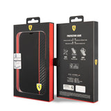 Ferrari iPhone 14 Pro Fodral Carbon Effect Metal Logo Svart