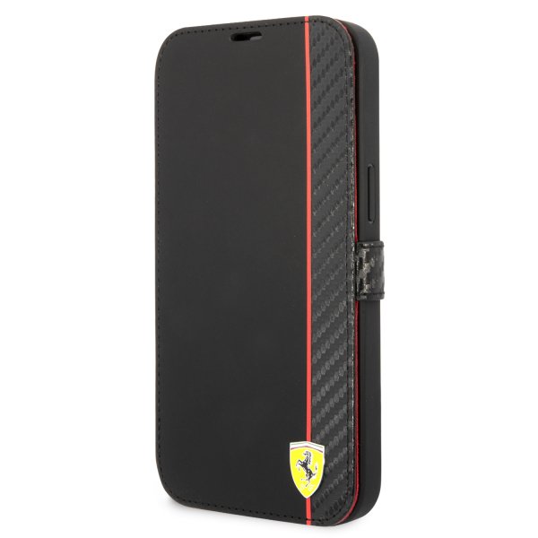 Ferrari iPhone 14 Pro Max Fodral Carbon Effect Metal Logo Svart