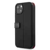Ferrari iPhone 13 Fodral Carbon Effect Metal Logo Vertical Stripe Svart