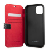 Ferrari iPhone 13 Fodral Carbon Effect Metal Logo Vertical Stripe Svart