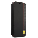 Ferrari iPhone 13 Mini Fodral Carbon Effect Metal Logo Vertical Stripe Svart