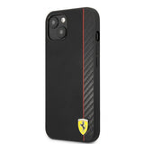 Ferrari iPhone 13 Mini Skal Carbon Effect Metal Logo Vertical Stripe Svart