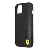 Ferrari iPhone 13 Mini Skal Carbon Effect Metal Logo Vertical Stripe Svart