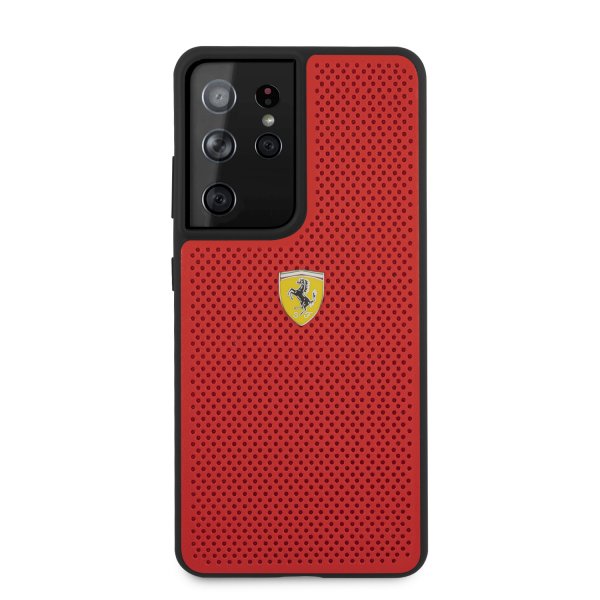 Ferrari Samsung Galaxy S21 Ultra Skal Logo Perforerad Röd