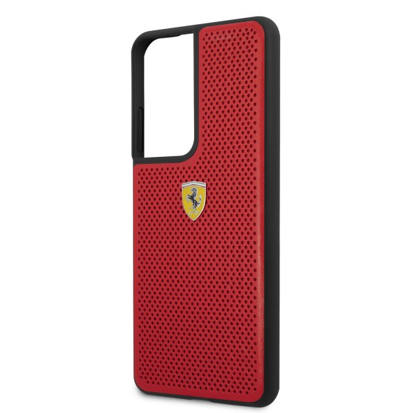 Ferrari Samsung Galaxy S21 Ultra Skal Logo Perforerad Röd