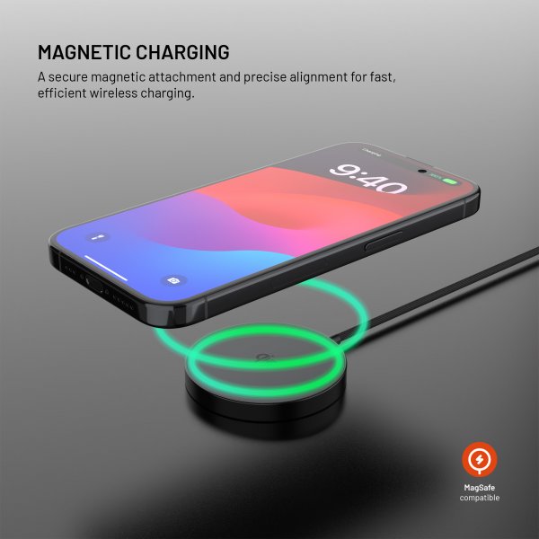 Fixed MagSafe-laddare MagPad Slim 15W Qi2 Svart