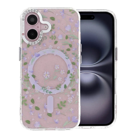 iPhone 16 Skal Blommigt MagSafe Lila