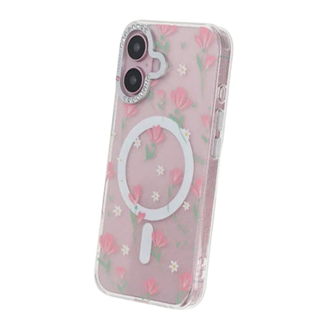 iPhone 16 Skal Blommigt MagSafe Rosa