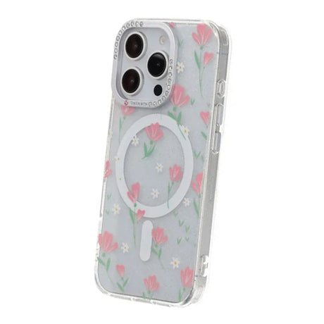 iPhone 16 Pro Max Skal Blommigt MagSafe Rosa