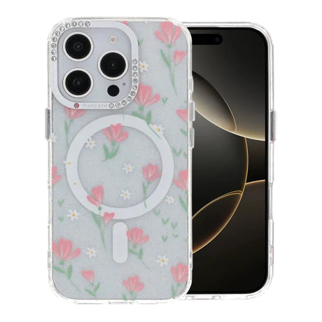 iPhone 16 Pro Skal Blommigt MagSafe Rosa