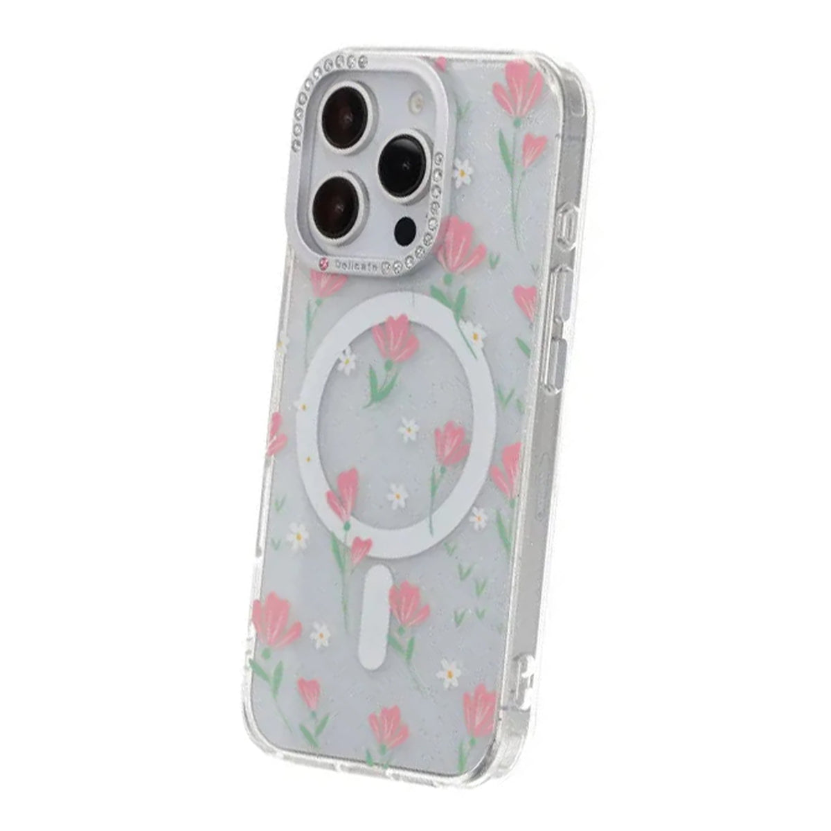 iPhone 16 Pro Skal Blommigt MagSafe Rosa