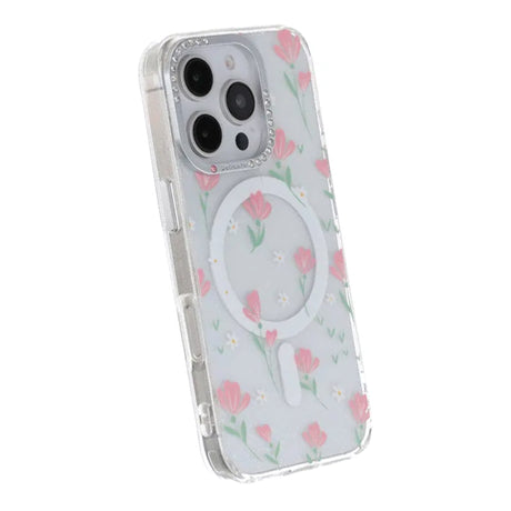 iPhone 16 Pro Skal Blommigt MagSafe Rosa