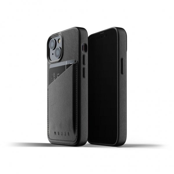 Mujjo iPhone 13 Mini Skal Full Leather Wallet Case Svart