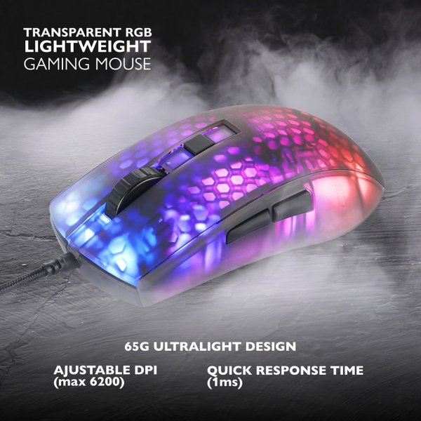 Deltaco Gaming DM310 Gaming Mus Semitransparent RGB Svart
