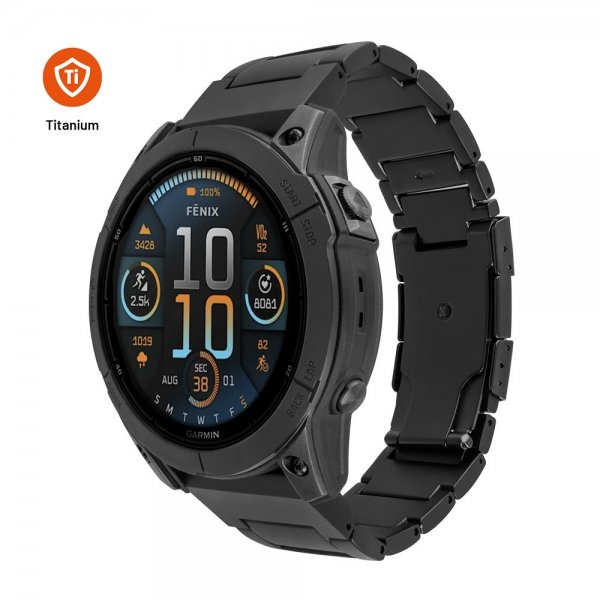Fixed Garmin QuickFit 26mm Armband Titanium Strap Svart