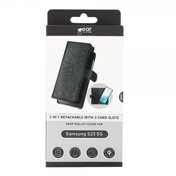 Gear Samsung Galaxy S23 Fodral 2-in-1 Detachable with 3 Card Slots Svart