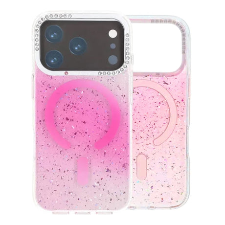 iPhone 17 Pro Skal Glitter Diamond MagSafe Rosa
