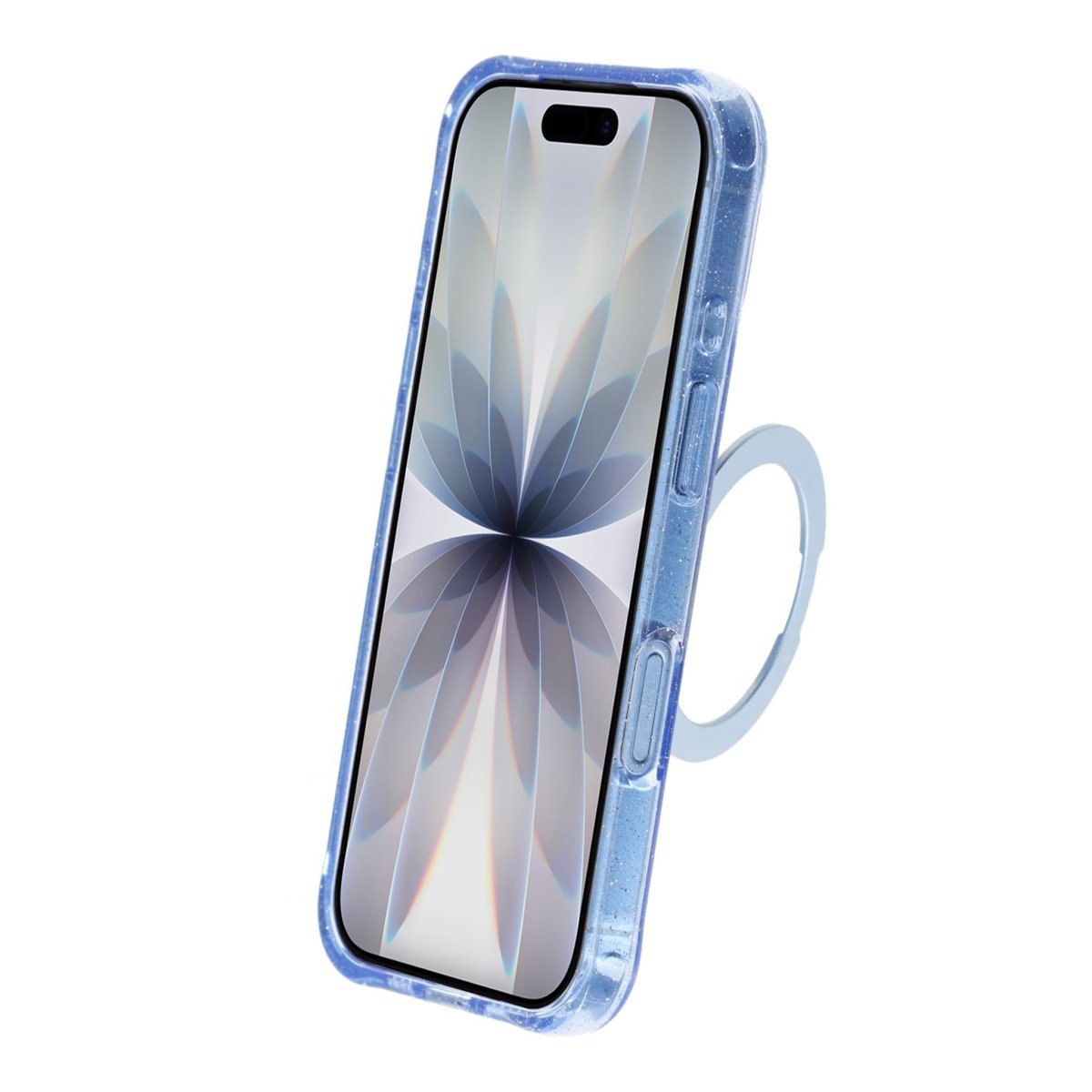 iPhone 17 Skal Glitter Stativ MagSafe Blå